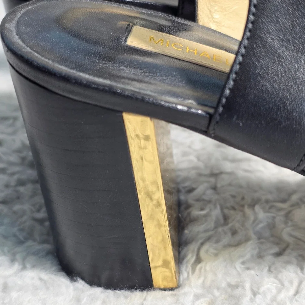 Michael Kors Vero Cuoio Sandals Leather Coral Black White EU 37 US 6 6.5 Italian
